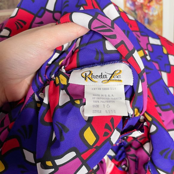80's Rhonda Lee | deadstock | BOLD geometric blouse - Picture 6 of 7